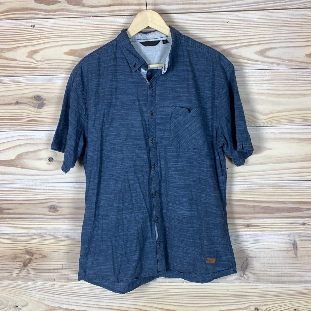 Outpost Makers Shirt Button Down Mens XL Blue Chambray Casual Preppy Outdoor